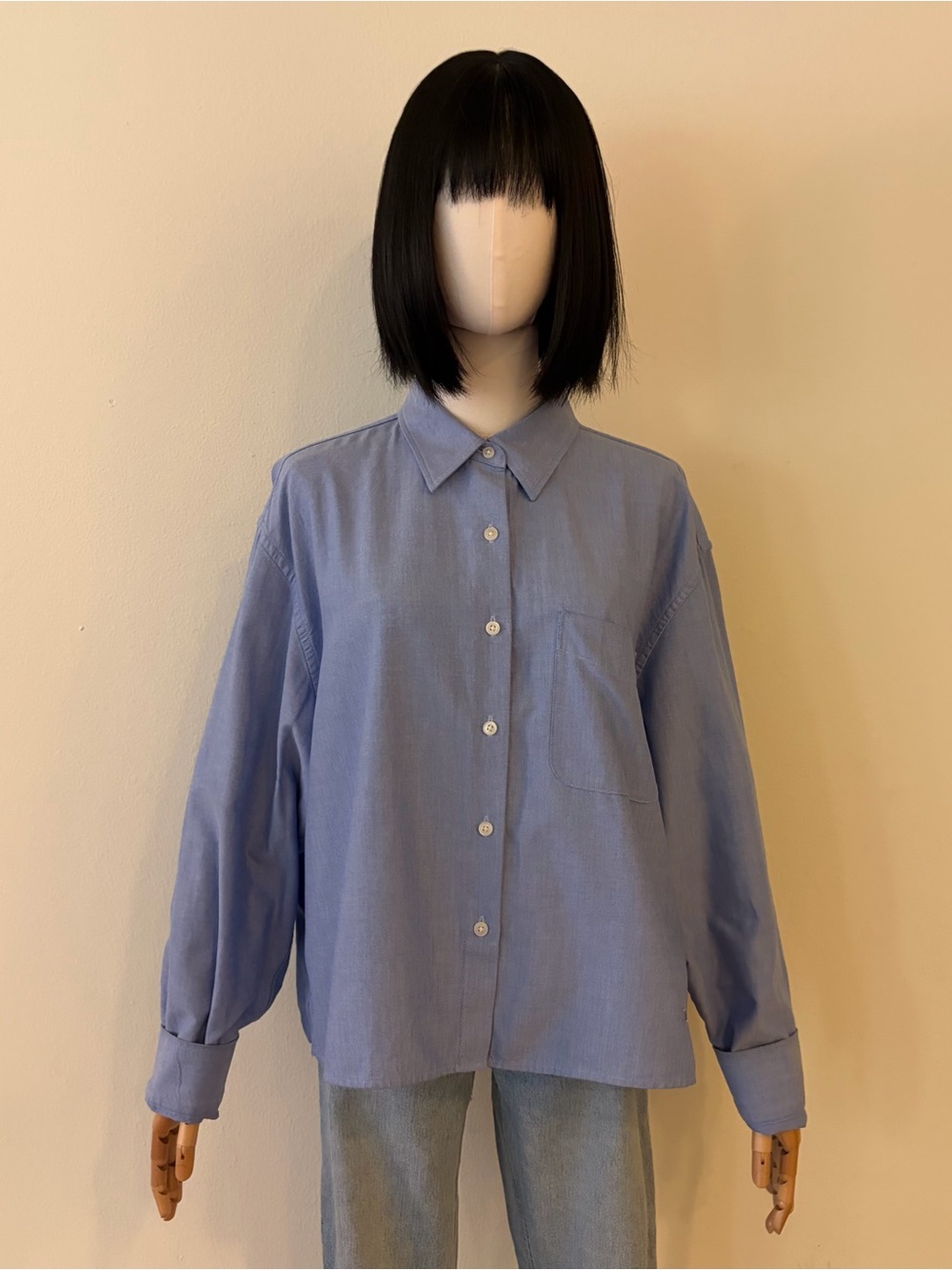 JW Anderson x Uniqlo Light Blue Cropped Button Down Shirt XL Embroidered JWA